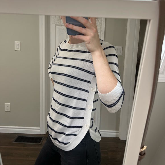Quarter Sleeve Stripped Sweater - Picture 2 of 4